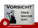 Edelstahlhundeschild mit individuellem Motiv deines Hundes + gratis Hundemarke